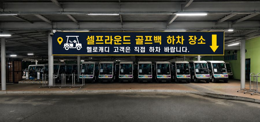 노캐디 셀프라운딩 백 내리는곳 현수막
